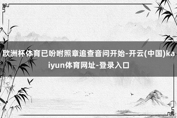 欧洲杯体育已吩咐照章追查音问开始-开云(中国)kaiyun体育网址-登录入口